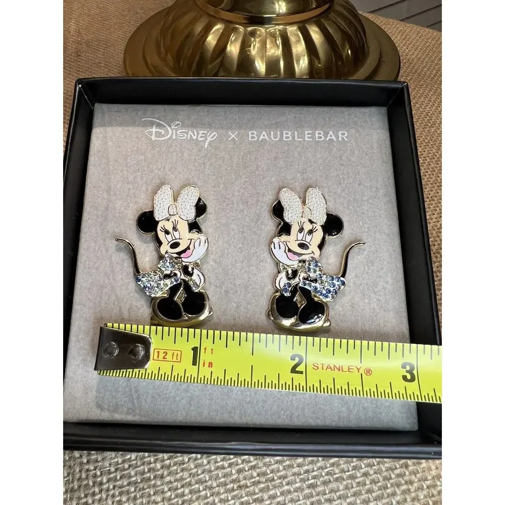Disney x Baublebar Minnie Mouse Pearl/Rhinestone Enamel Earrings NEW